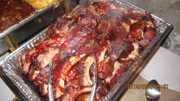 Tray of smoked ribs